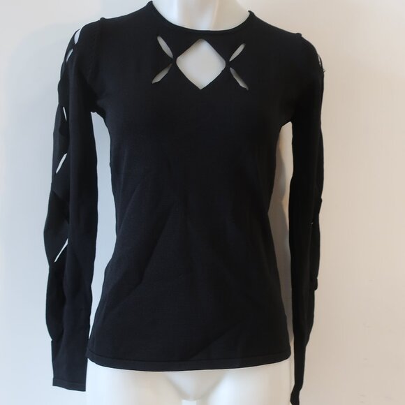 Womens Bailey 44 Black Keyhole Cut-Out Pullover Sexy Light Knit Top S - Picture 1 of 10